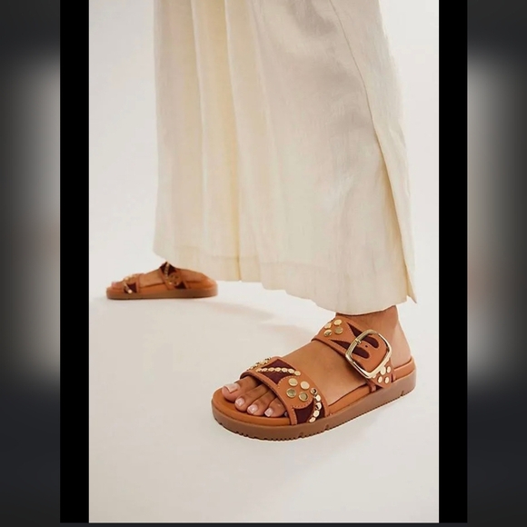 NEW! Free People, Revelry Studded Slide Sandal, Vachetta, Size 7 -NIB! - Picture 1 of 15